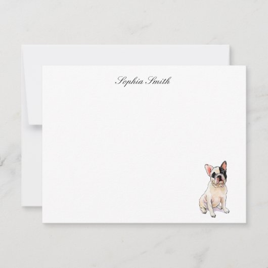 Carte De Remerciements Aquarelle mignonne French Bulldog (Devant)