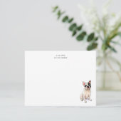 Carte De Remerciements Aquarelle mignonne French Bulldog Custom Flat (Debout devant)