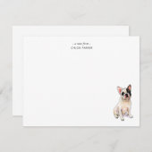 Carte De Remerciements Aquarelle mignonne French Bulldog Custom Flat (Devant / Derrière)