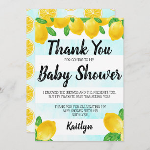Carte De Remerciements Aquarelle moderne Baby shower citronnier