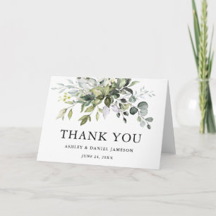 Carte De Remerciements Aquarelle moderne élégante Verdure Mariage pliée