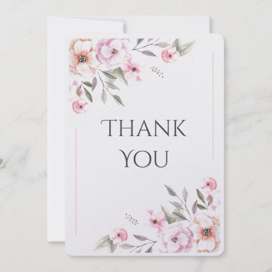 Carte De Remerciements Aquarelle moderne florale rose (Devant)