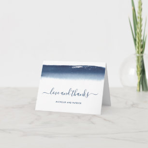 Carte De Remerciements Aquarelle moderne Mariage bleu marine