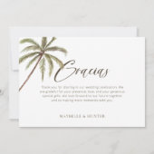 Carte De Remerciements Aquarelle moderne Palm Tree Monogramme photo Maria (Dos)