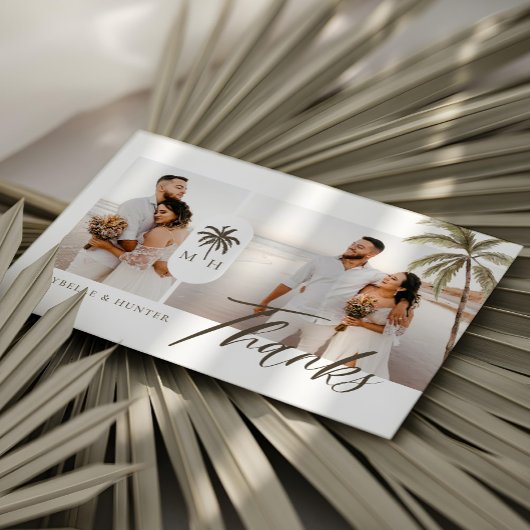 Carte De Remerciements Aquarelle moderne Palm Tree Monogramme photo Maria