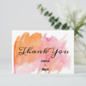 Carte De Remerciements Aquarelle moderne rose orange Abstrait (Debout devant)