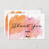 Carte De Remerciements Aquarelle moderne rose orange Abstrait (Devant / Derrière)
