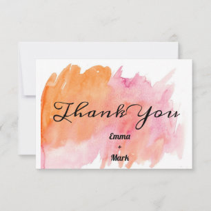 Carte De Remerciements Aquarelle moderne rose orange Abstrait