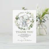 Carte De Remerciements Aquarelle moderne Vert Or Bébé Eléphant (Debout devant)