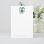 Carte De Remerciements Aquarelle Monogramme Côte Bleu Bow Huître (Debout devant)