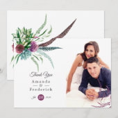 Carte De Remerciements Aquarelle mystique Boho Mariage succulent (Devant / Derrière)