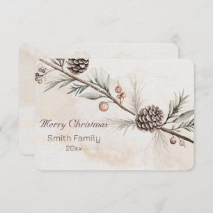 Carte De Remerciements Aquarelle Neutre couleur arbre de Noël