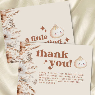 Carte De Remerciements Aquarelle neutre Petit Dumpling Plat floral