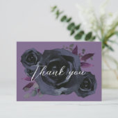Carte De Remerciements Aquarelle Noir Rose Moderne Goth (Debout devant)
