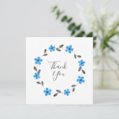 Carte De Remerciements Aquarelle noire gris bleu Fleur (Debout devant)