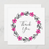 Carte De Remerciements Aquarelle noire gris rose chaud (Devant / Derrière)