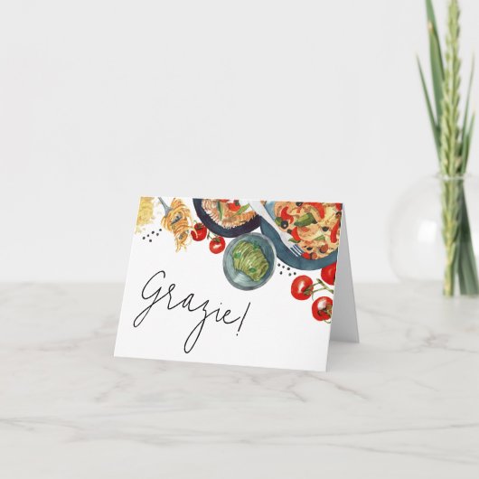 Carte De Remerciements Aquarelle Nourriture Italienne C'est de l'amour ! (Devant)