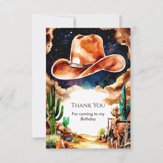 Carte De Remerciements Aquarelle Occidentale Cowboy (Devant)