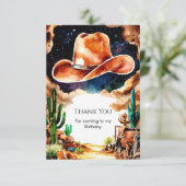 Carte De Remerciements Aquarelle Occidentale Cowboy (Debout devant)