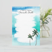 Carte De Remerciements Aquarelle Ocean Beach Palm Tree Note personnalisée (Debout devant)