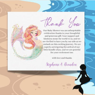 Carte De Remerciements Aquarelle océanique MERMAID MORTE