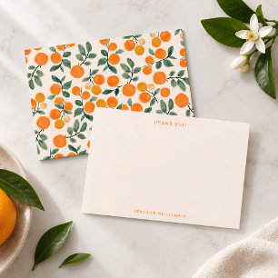 Carte De Remerciements Aquarelle Orange Citron Chic Été Personnalisé