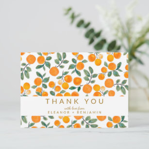 Carte De Remerciements Aquarelle Orange Citrus Mariage personnalisé