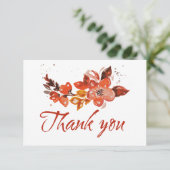 Carte De Remerciements Aquarelle Orange Floral (Debout devant)