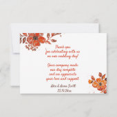 Carte De Remerciements Aquarelle Orange Floral (Dos)