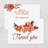 Carte De Remerciements Aquarelle Orange Floral (Devant / Derrière)