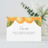 Carte De Remerciements Aquarelle Oranges Diaper tag (Debout devant)