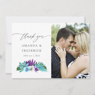 Carte De Remerciements Aquarelle Orchidées Tropicales Géométriques Mariag