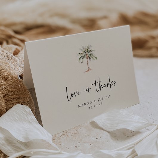 Carte De Remerciements Aquarelle Palm Tree Beach Mariage Photo