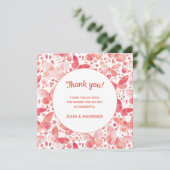 Carte De Remerciements Aquarelle papillon rose (Debout devant)