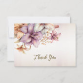 Carte De Remerciements Aquarelle Party Boho rose Fleurs Élégant (Devant)