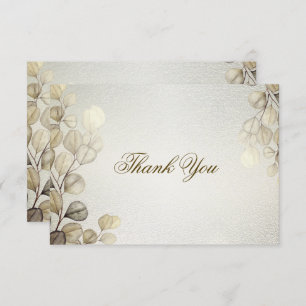 Carte De Remerciements Aquarelle Party Golden Eucalyptus Foliage brillant