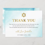 Carte De Remerciements Aquarelle Pastel Blue Gold Bat mitzvah<br><div class="desc">Aquarelle Pastel Blue Gold Bat mitzvah Carte de remerciements</div>