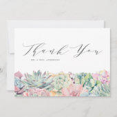 Carte De Remerciements Aquarelle Pastel Succulents Mariage Garland (Devant)