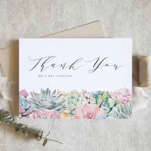 Carte De Remerciements Aquarelle Pastel Succulents Mariage Garland