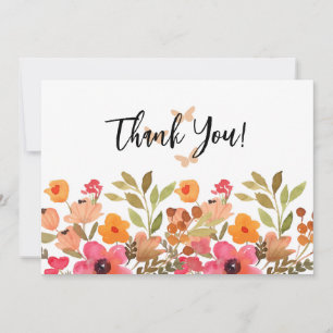 Carte De Remerciements Aquarelle Peaches et Jardin rose
