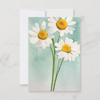 Carte De Remerciements Aquarelle peinture camomille fleurs fleurs blanc