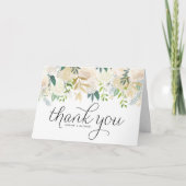 Carte De Remerciements Aquarelle Peonies d'ivoire et Mariage de Parties s (Devant)