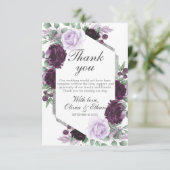 Carte De Remerciements Aquarelle Peony Gris pourpre Mariage de automne ar (Debout devant)