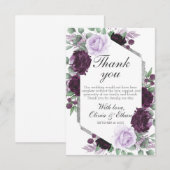 Carte De Remerciements Aquarelle Peony Gris pourpre Mariage de automne ar (Devant / Derrière)