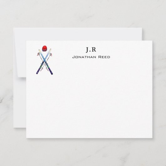 Carte De Remerciements Aquarelle personnalisée Gear de ski (Devant)