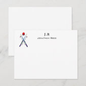 Carte De Remerciements Aquarelle personnalisée Gear de ski (Devant / Derrière)