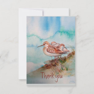 Carte De Remerciements Aquarelle personnalisée Sandpiper Shore Beach Oise