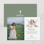 Carte De Remerciements Aquarelle Petit Angle Première Communion Sainte (Devant / Derrière)