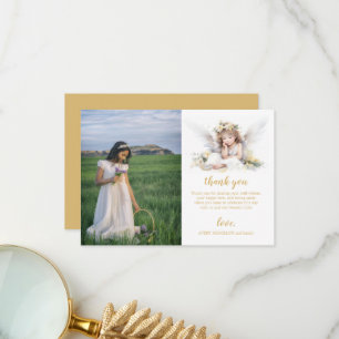 Carte De Remerciements Aquarelle Petit Angle Première Communion Sainte