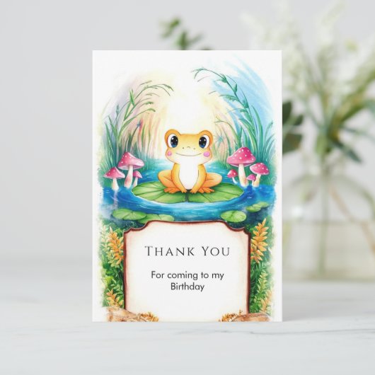 Carte De Remerciements Aquarelle Petite grenouille Anniversaire (Debout devant)